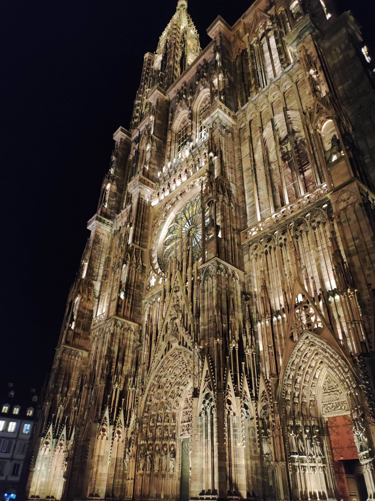 Strasbourg cathedral at night