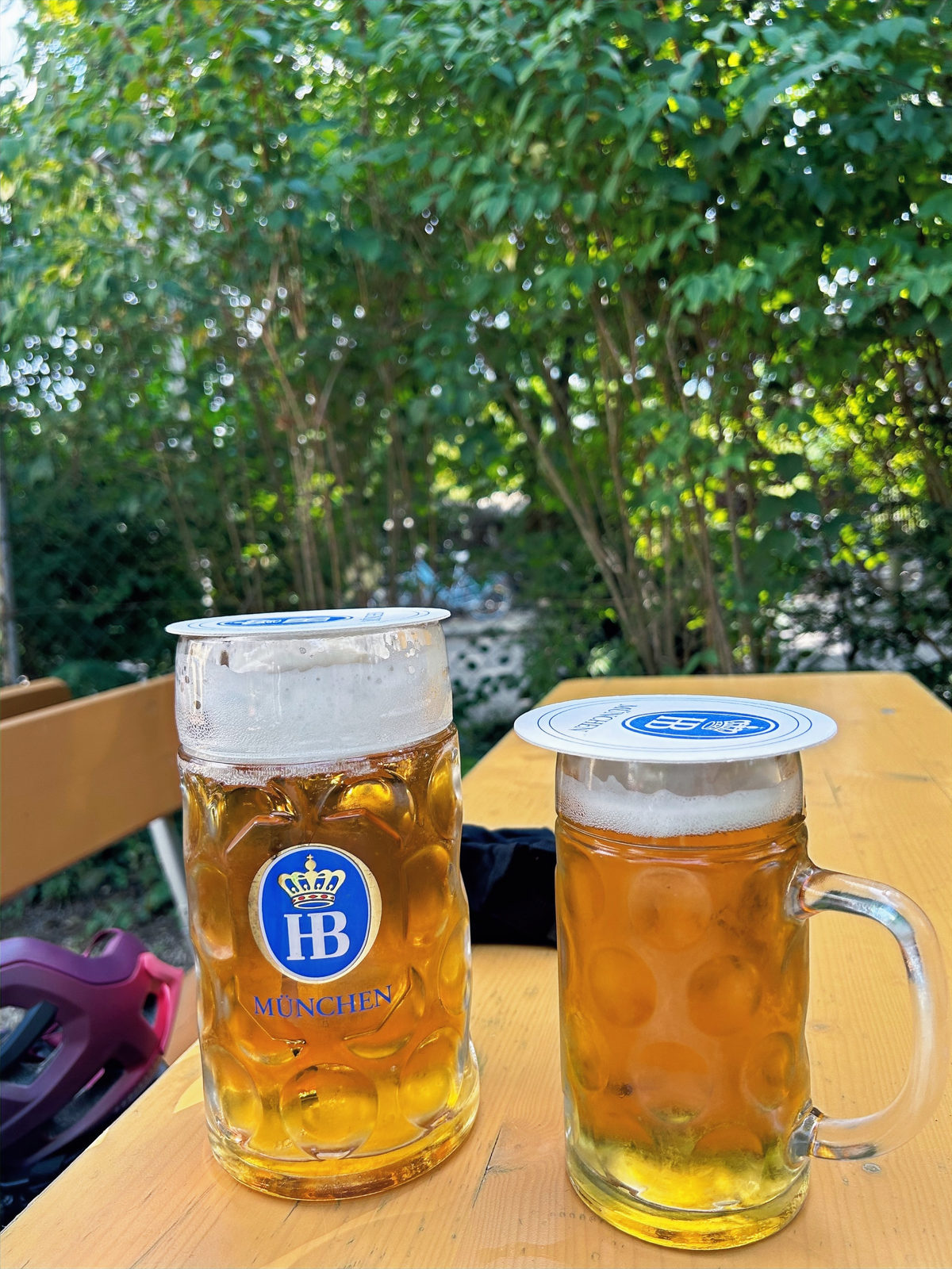 beer garden in Munich at summer